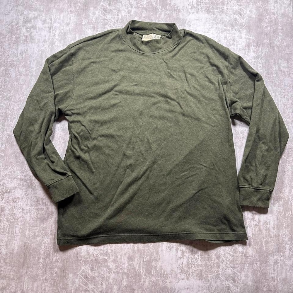 St. Johns Bay Mock Neck Shirt Mens XXL Olive Green Long Sleeve Cotton Shirt